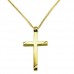Χρυσός μασίφ μακρόστενος σταυρός Κ14 με αλυσίδα